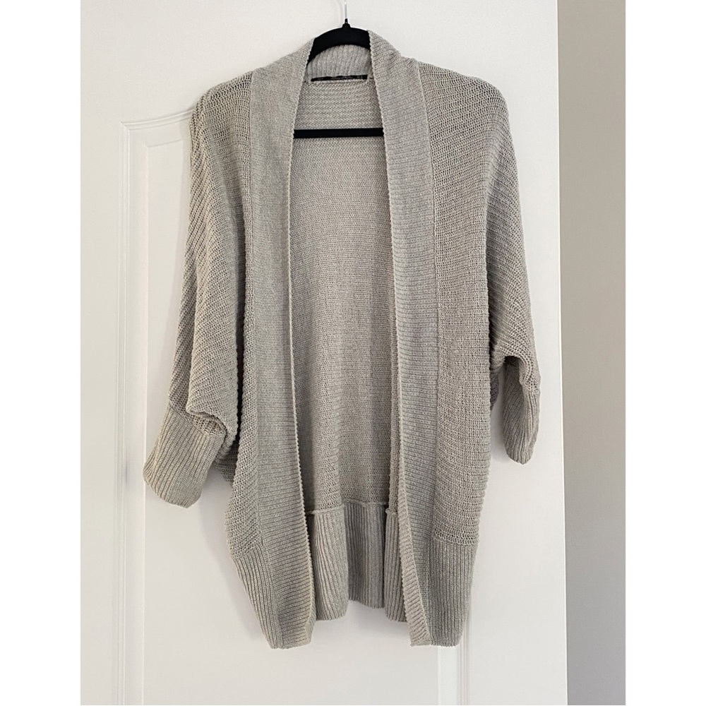 Zara knit cardigan open front butterfly sleeve grey